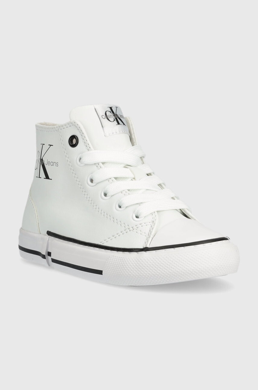 Calvin Klein Jeans Детски високи кецове в бяло - Pepit.bg