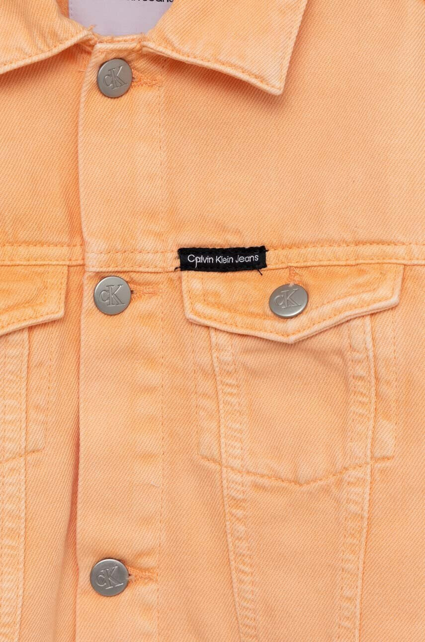 Calvin Klein Jeans Детско дънково яке в оранжево - Pepit.bg