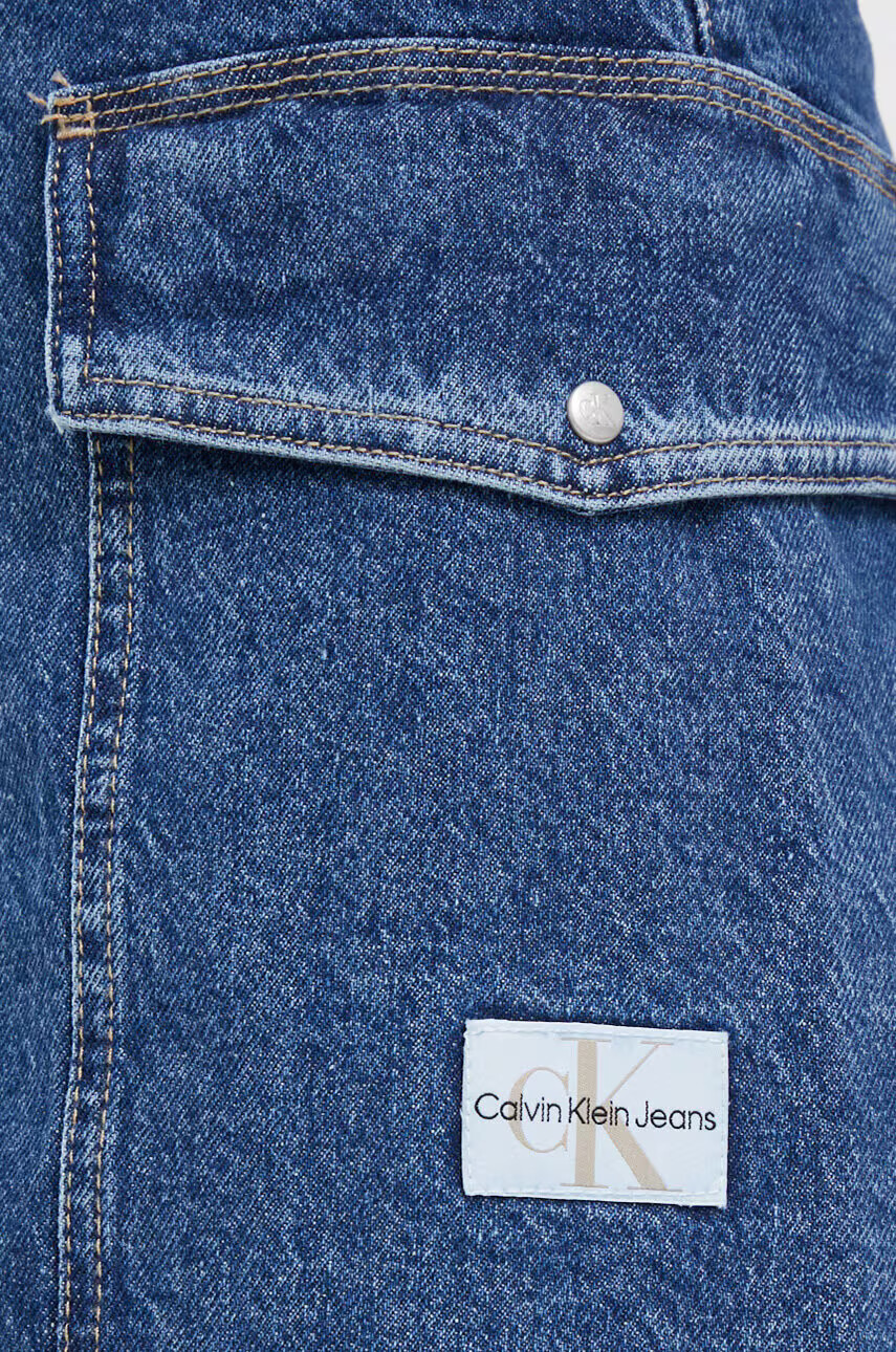 Calvin Klein Jeans Дънкова пола в синьо къс модел разкроен модел - Pepit.bg