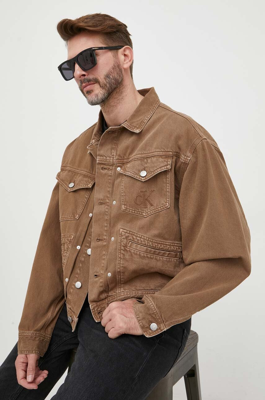 Calvin Klein Jeans Дънково яке в кафяво преходен - Pepit.bg