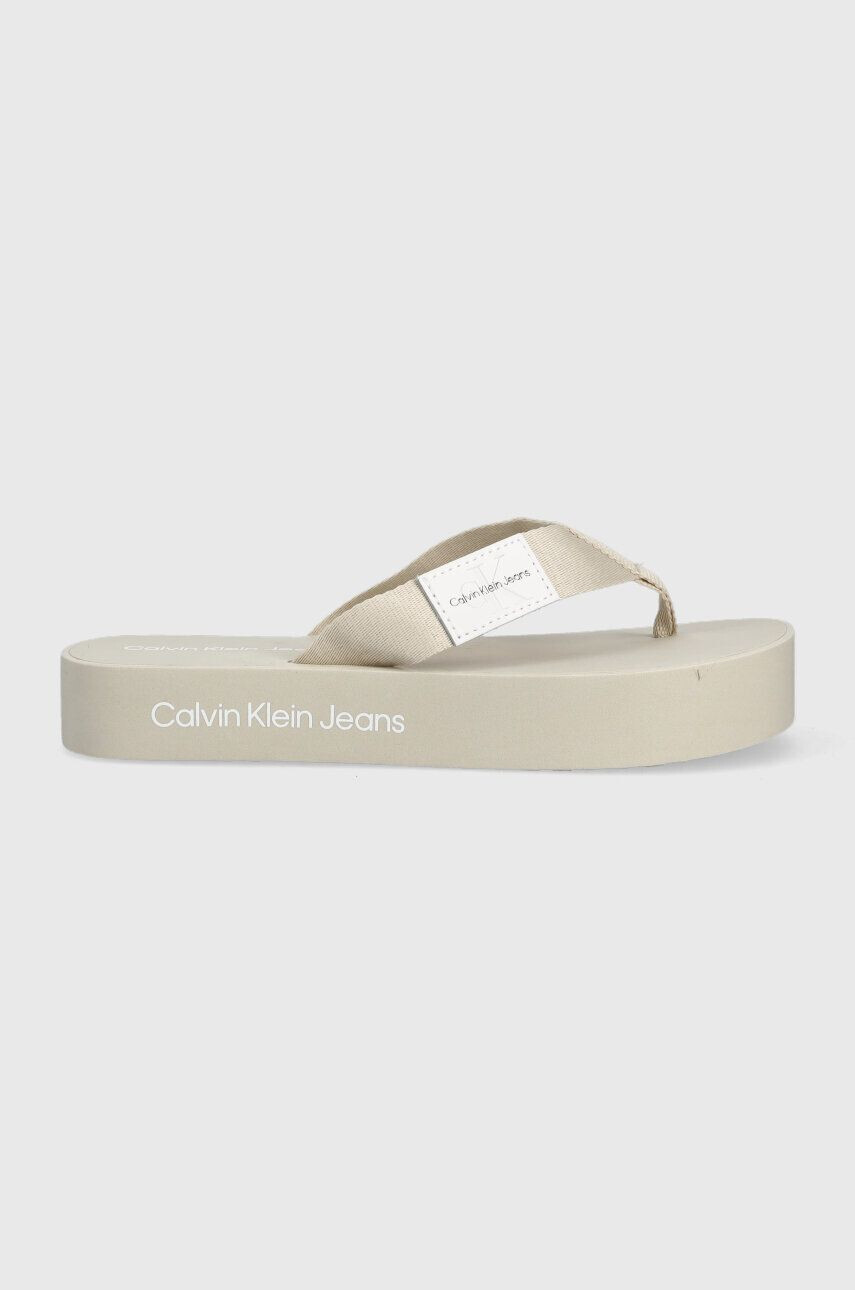 Calvin Klein Jeans Джапанки FLATFORM FLIPFLOP в бежово с платформа YW0YW00993 - Pepit.bg