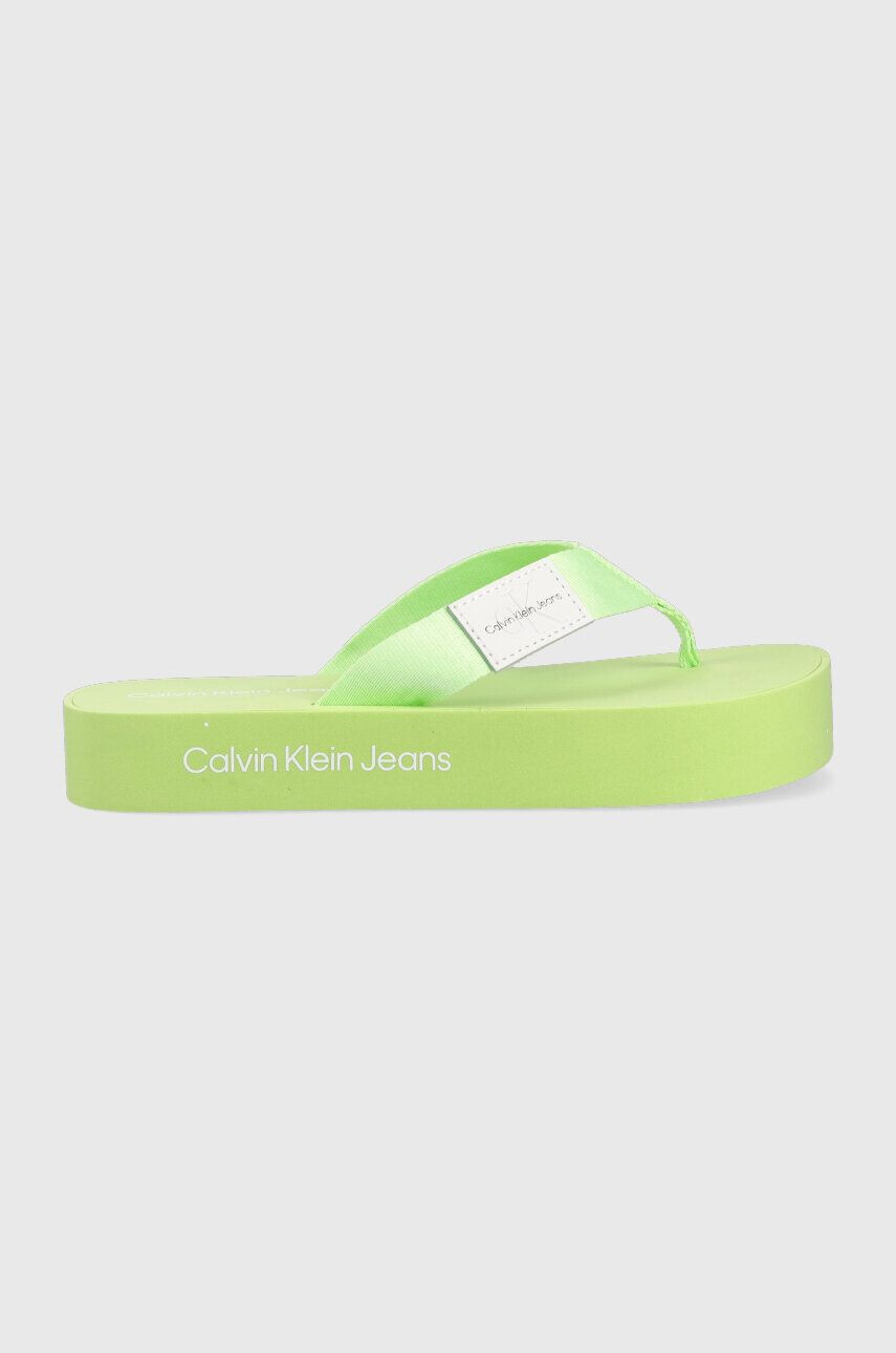 Calvin Klein Jeans Джапанки FLATFORM FLIPFLOP в зелено с платформа YW0YW00993 - Pepit.bg