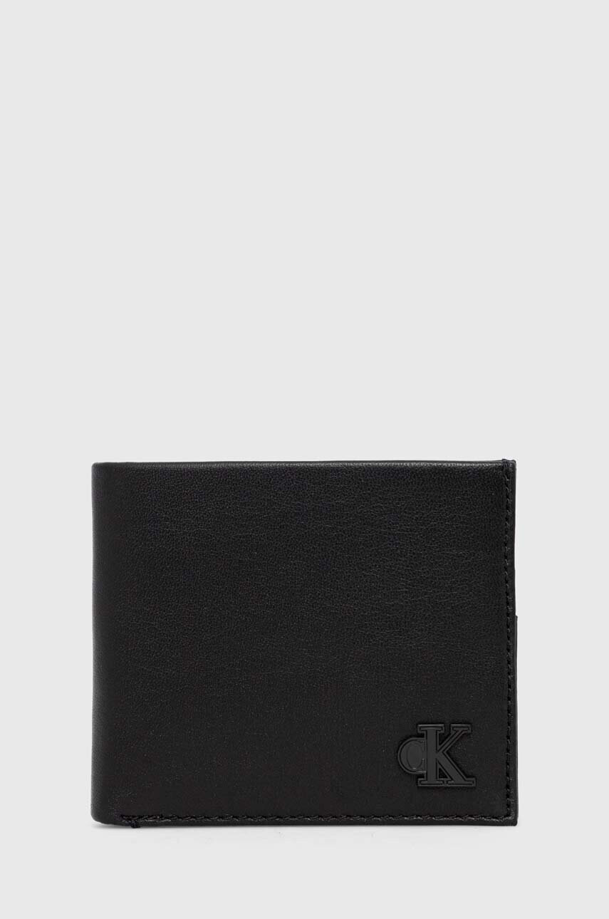 Calvin Klein Jeans Кожен портфейл мъжки в черно - Pepit.bg