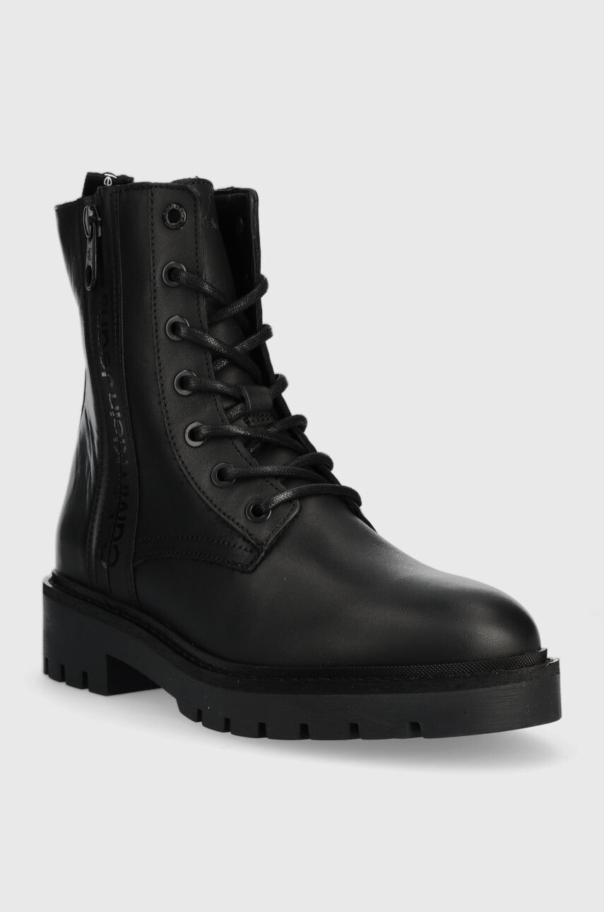 Calvin Klein Jeans Кожени боти в черно с платформа - Pepit.bg