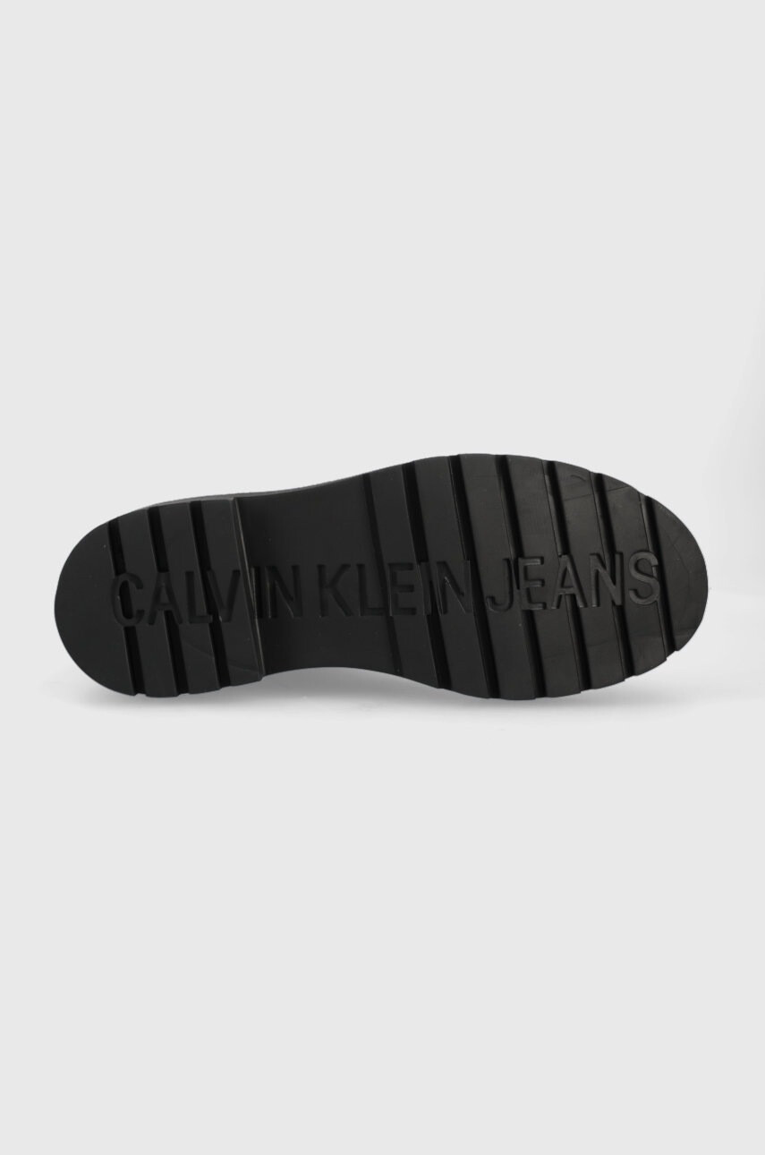 Calvin Klein Jeans Кожени боти в черно с платформа - Pepit.bg