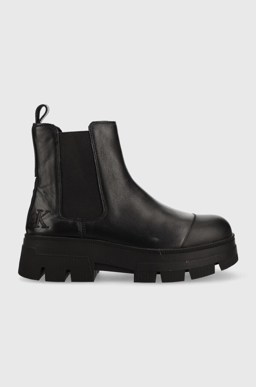 Calvin Klein Jeans Кожени боти челси Chunky Combat Chelsea в черно - Pepit.bg