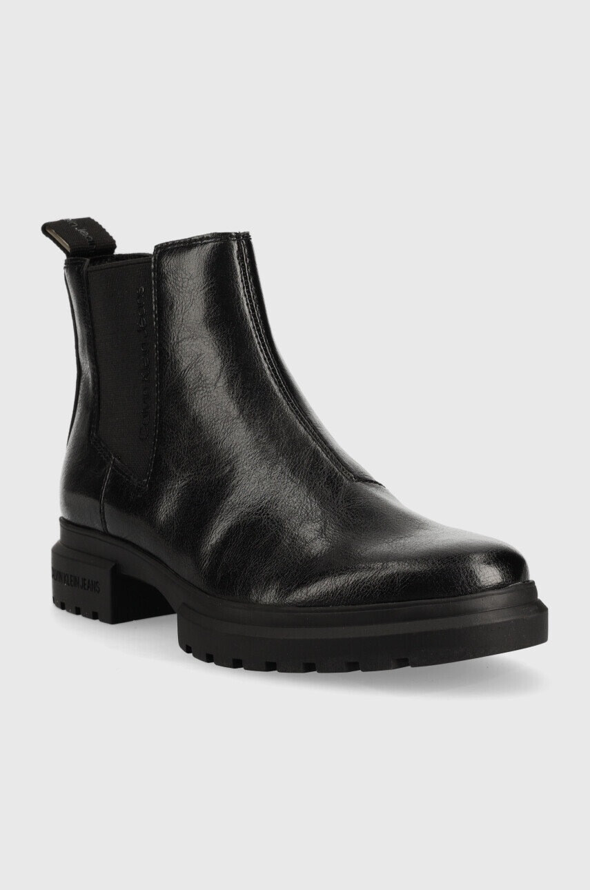 Calvin Klein Jeans Кожени боти челси Cleated Chelsea Boot в черно с платформа - Pepit.bg