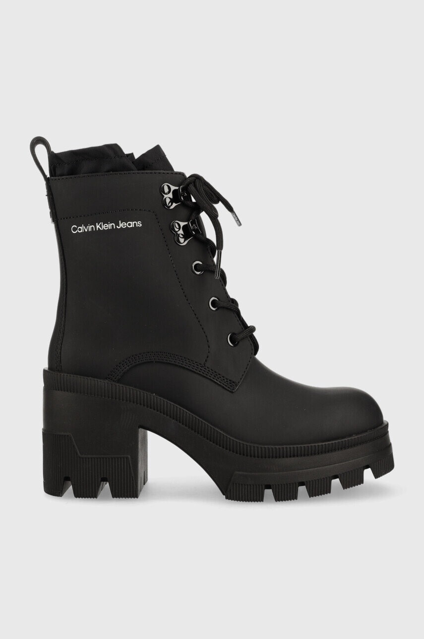 Calvin Klein Jeans Кожени боти Chunky Heeled Boot Laceup - Pepit.bg