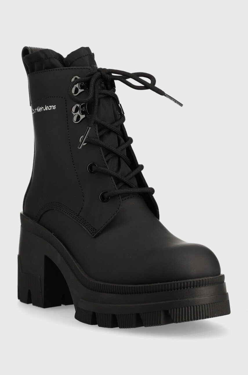 Calvin Klein Jeans Кожени боти Chunky Heeled Boot Laceup - Pepit.bg