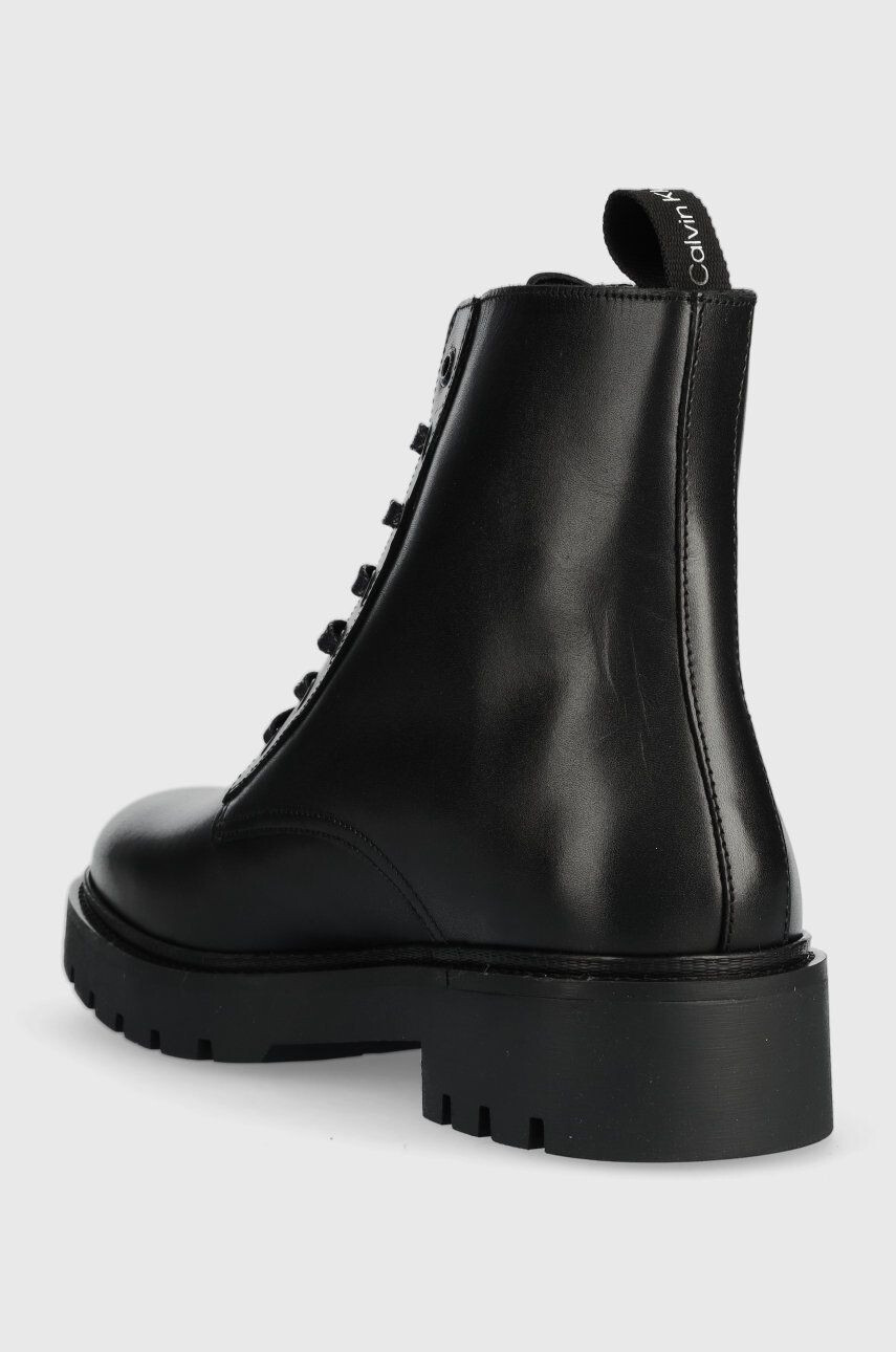 Calvin Klein Jeans Кожени боти Combat Mid Laceup Boot W Zip в черно - Pepit.bg