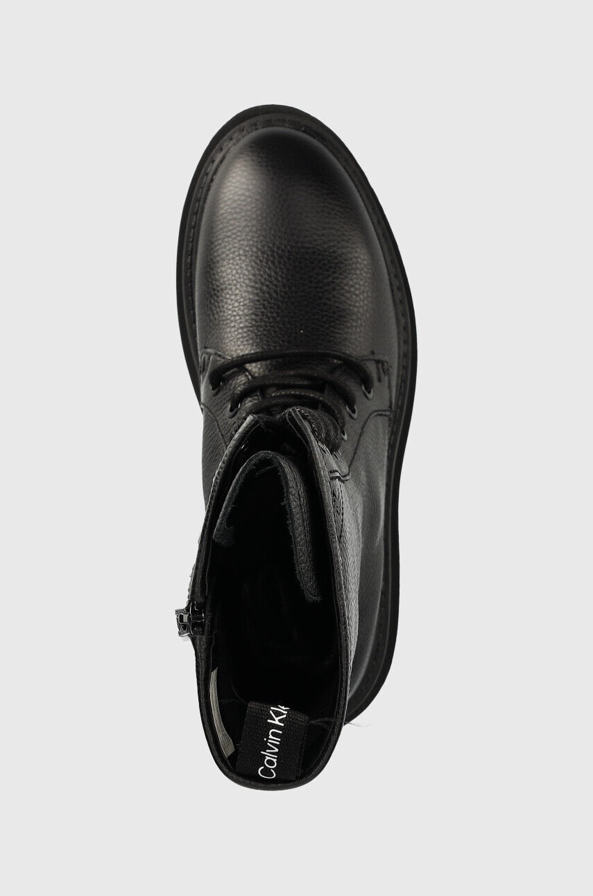 Calvin Klein Jeans Кожени боти Flatform Mid Laceup Boot в черно с платформа - Pepit.bg