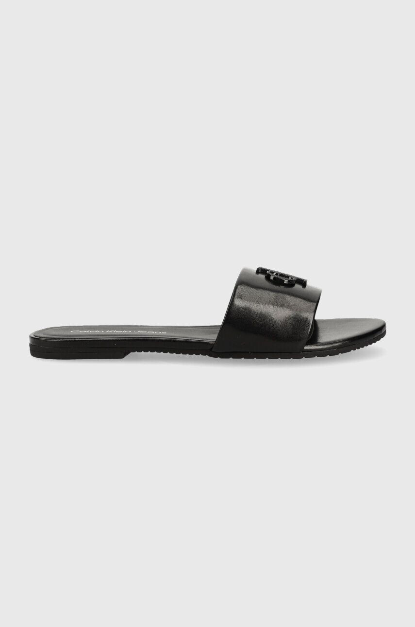 Calvin Klein Jeans Кожени чехли FLAT SANDAL STRAP HW в черно YW0YW00952 - Pepit.bg