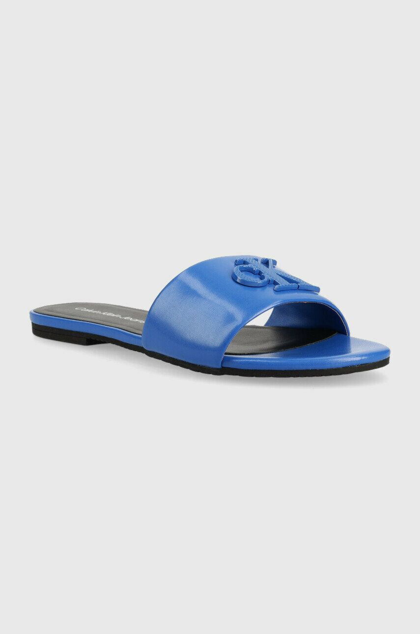 Calvin Klein Jeans Кожени чехли FLAT SANDAL STRAP HW - Pepit.bg