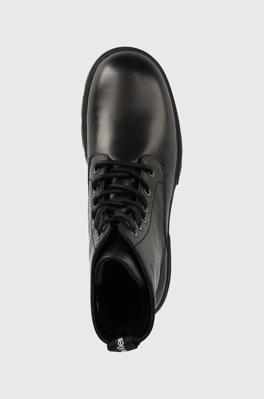 Calvin Klein Jeans Кожени кубинки Chunky Combat Laceup Boot в черно с равна подметка - Pepit.bg