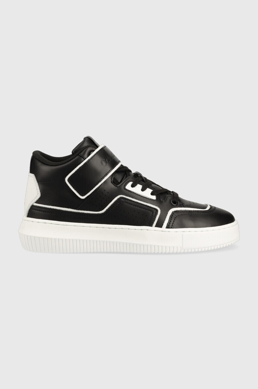 Calvin Klein Jeans Кожени маратонки Chunky Cupsole Laceup Mid в черно - Pepit.bg