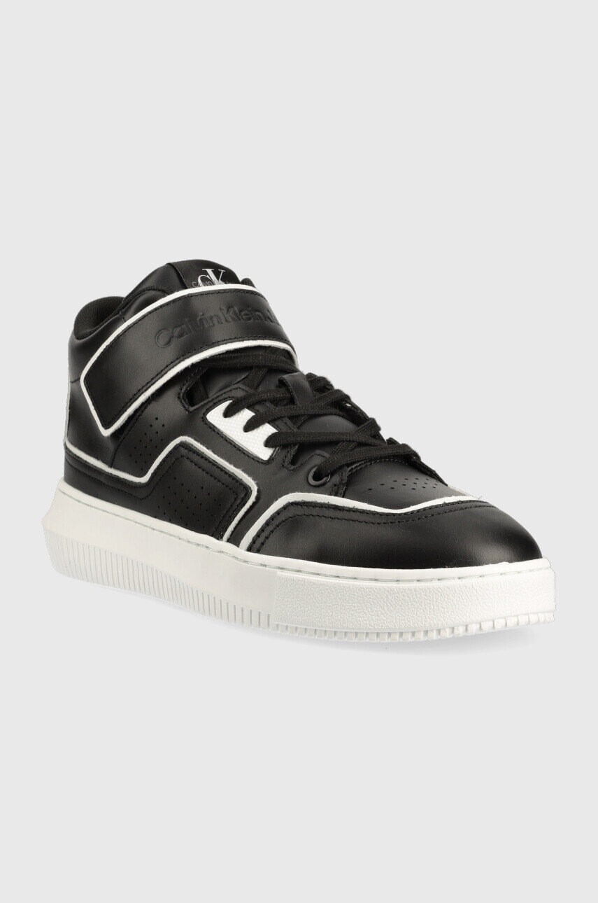 Calvin Klein Jeans Кожени маратонки Chunky Cupsole Laceup Mid в черно - Pepit.bg