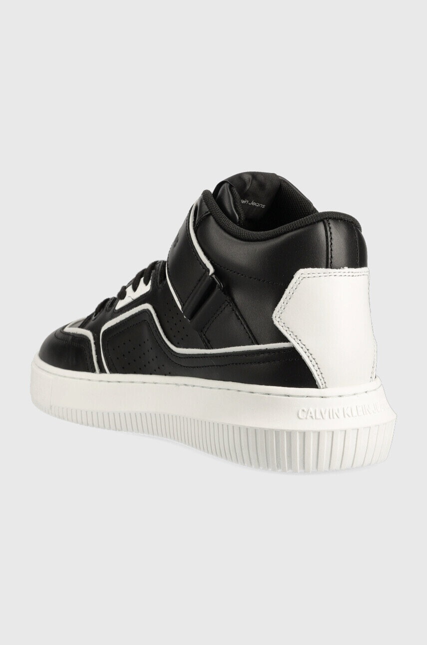 Calvin Klein Jeans Кожени маратонки Chunky Cupsole Laceup Mid в черно - Pepit.bg