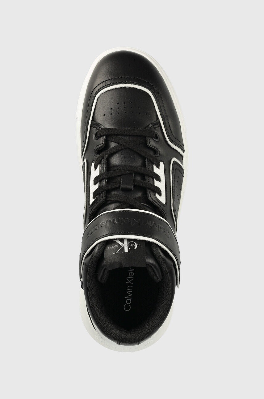 Calvin Klein Jeans Кожени маратонки Chunky Cupsole Laceup Mid в черно - Pepit.bg