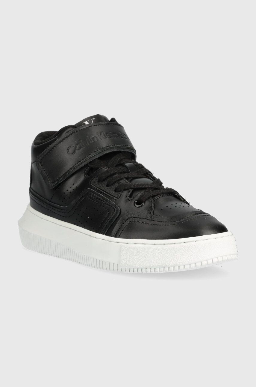 Calvin Klein Jeans Кожени маратонки Chunky Cupsole Laceup Mid в черно - Pepit.bg