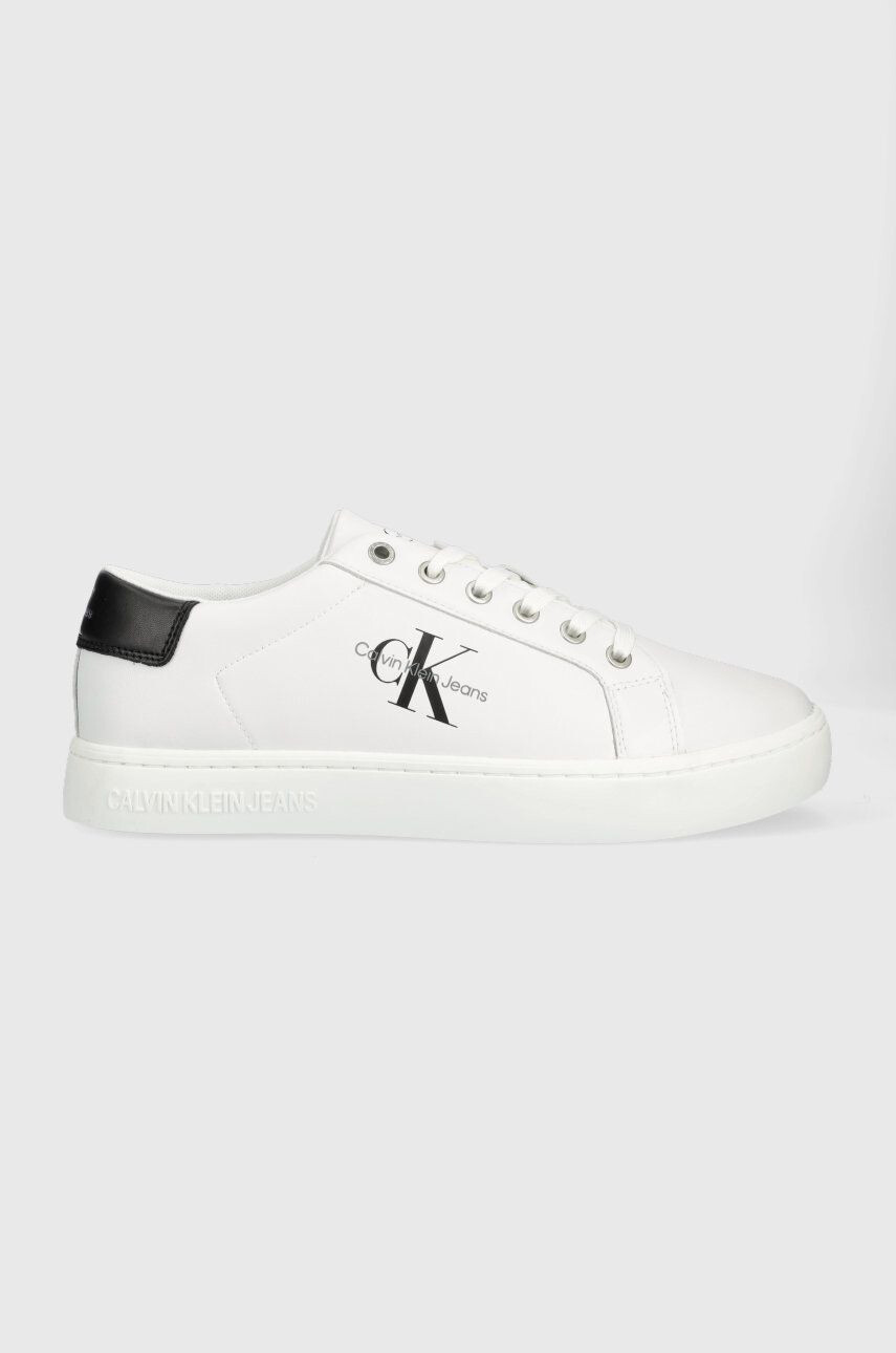 Calvin Klein Jeans Кожени маратонки Classic Cupsole Laceup Low в бяло - Pepit.bg