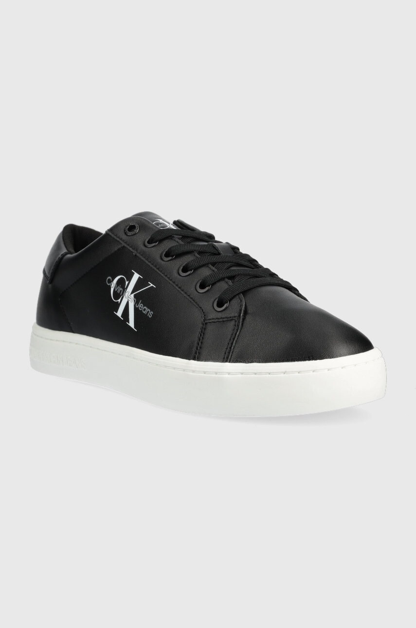 Calvin Klein Jeans Кожени маратонки Classic Cupsole Laceup Low в черно - Pepit.bg