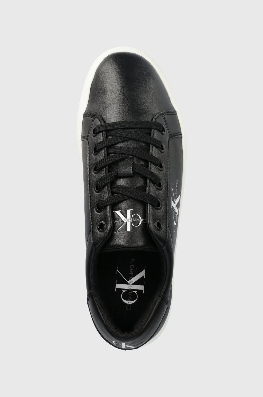 Calvin Klein Jeans Кожени маратонки Classic Cupsole Laceup Low в черно - Pepit.bg