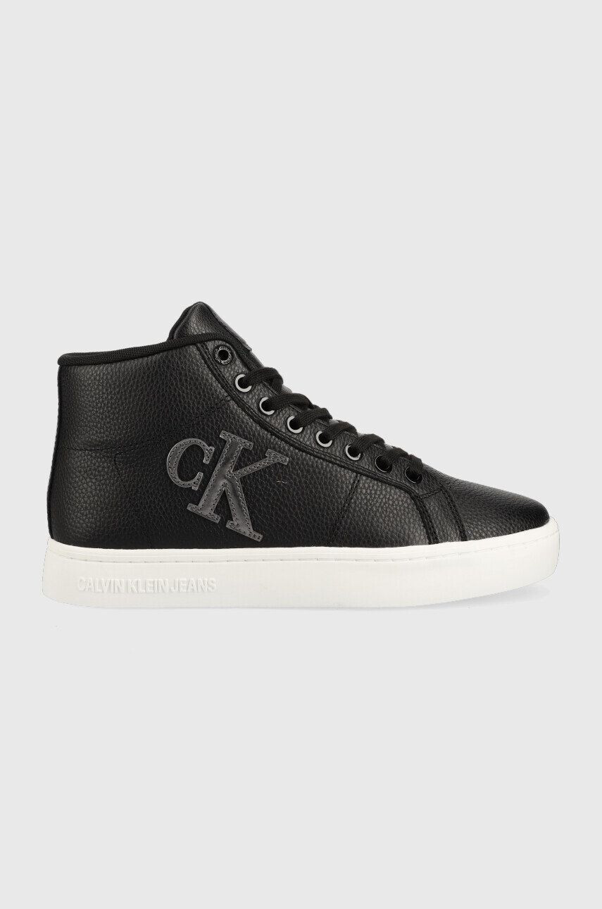 Calvin Klein Jeans Кожени маратонки Classic Cupsole Laceup Mid в черно - Pepit.bg