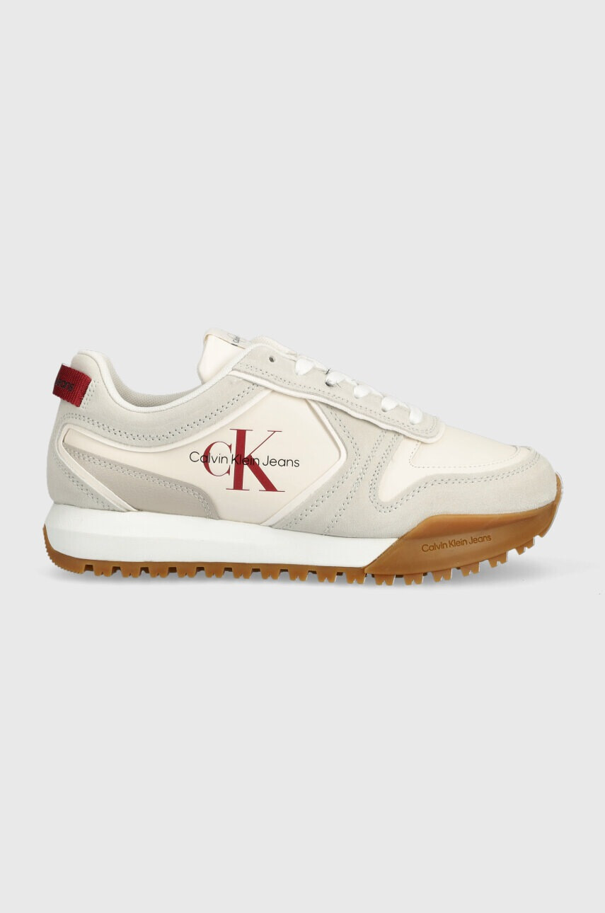 Calvin Klein Jeans Кожени маратонки TOOTHY RUNNER IRREGULAR LINES W в бежово - Pepit.bg