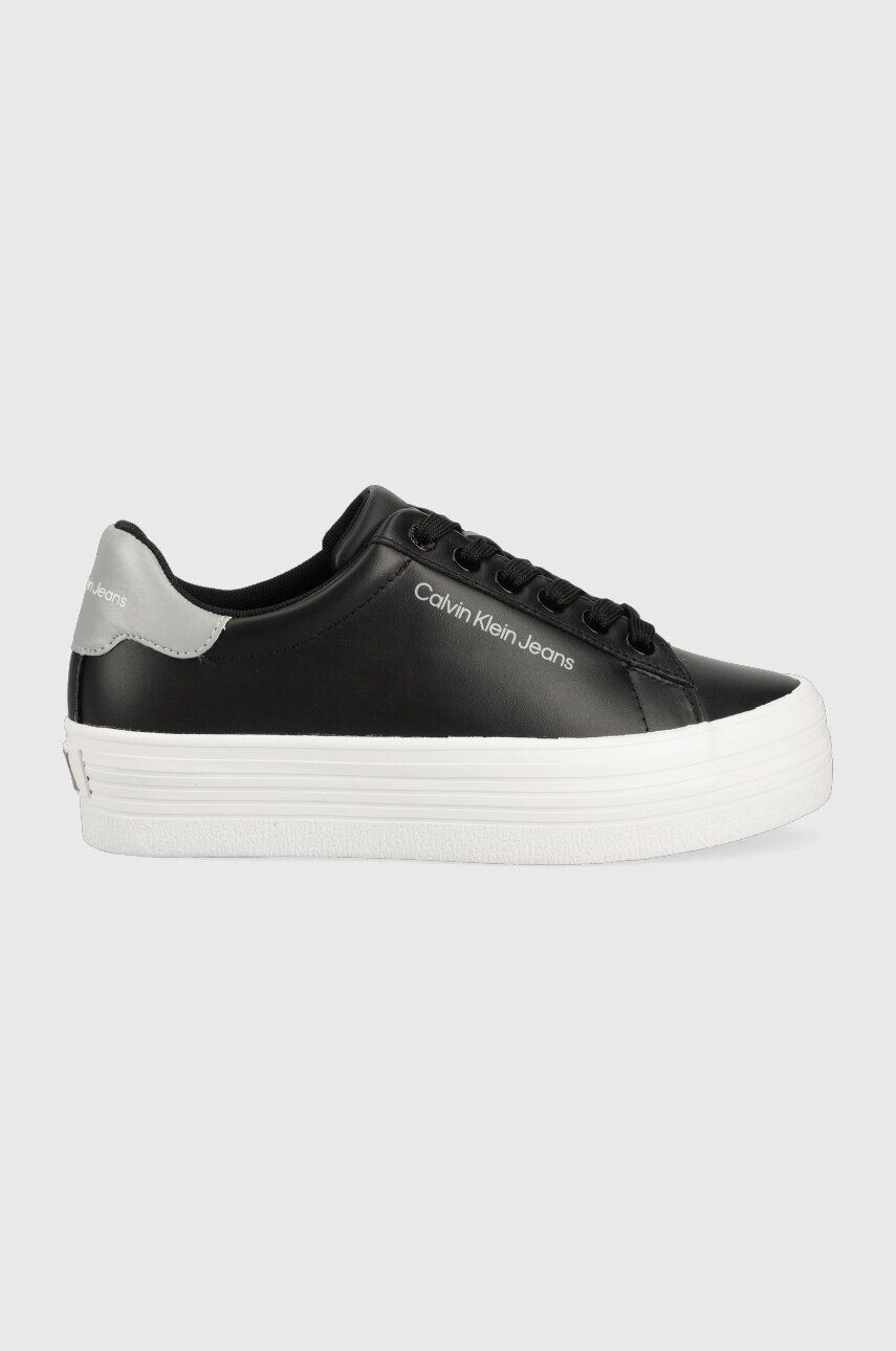 Calvin Klein Jeans Кожени маратонки VULC FLATFORM LACEUP в черно YW0YW01220 - Pepit.bg