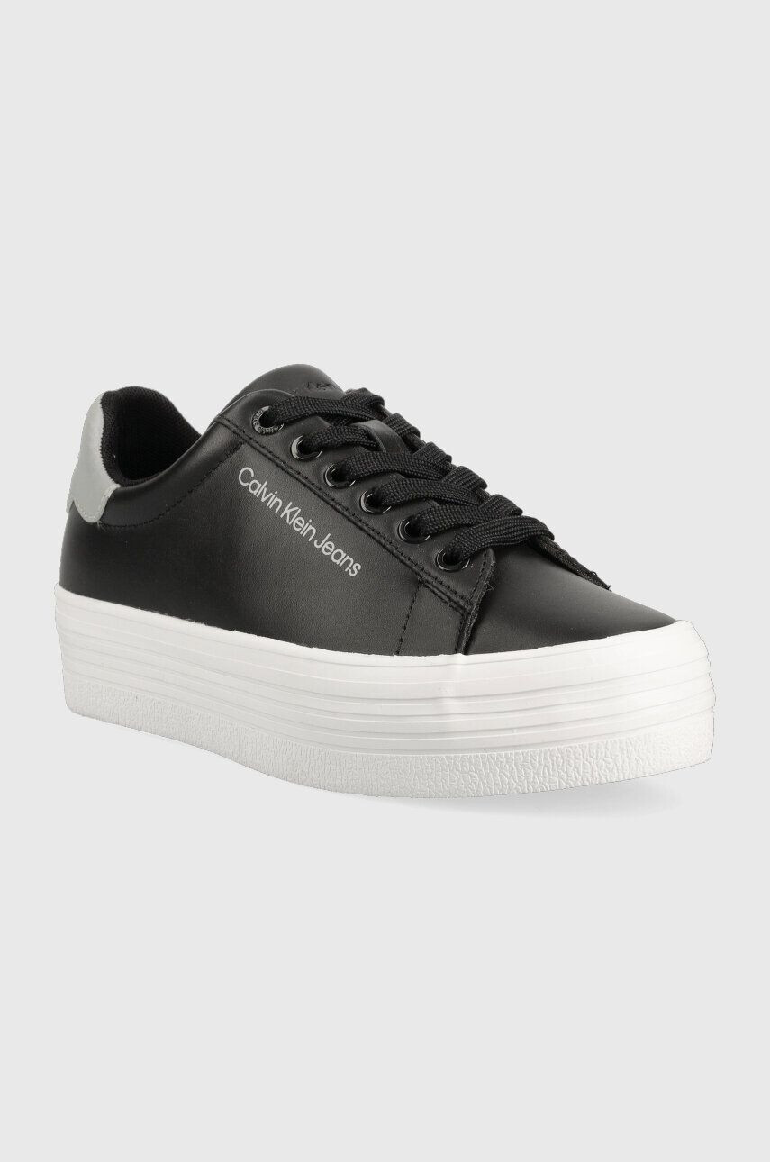 Calvin Klein Jeans Кожени маратонки VULC FLATFORM LACEUP в черно YW0YW01220 - Pepit.bg