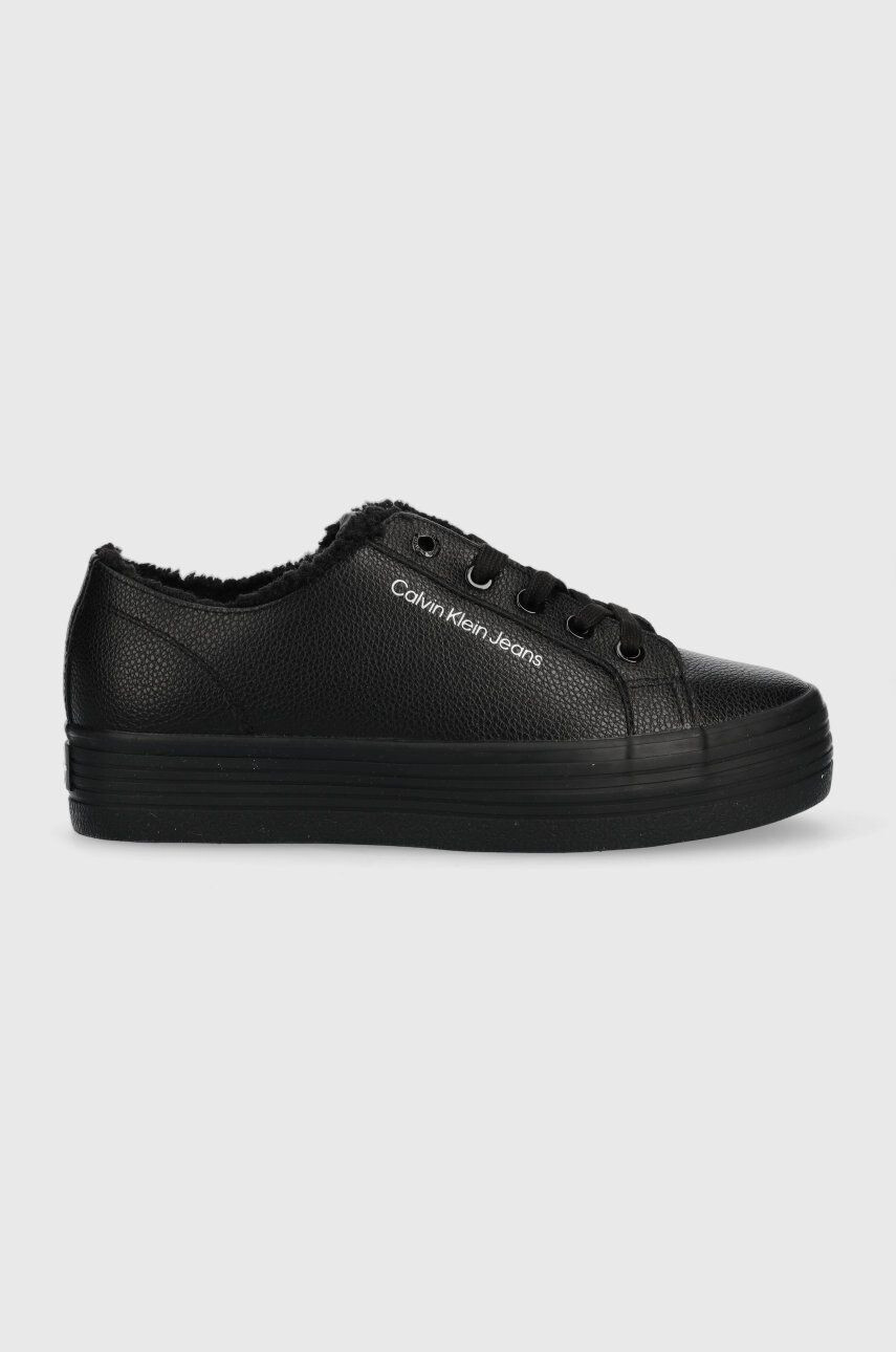 Calvin Klein Jeans Кожени маратонки Vulc Flatform Laceup Low в черно - Pepit.bg