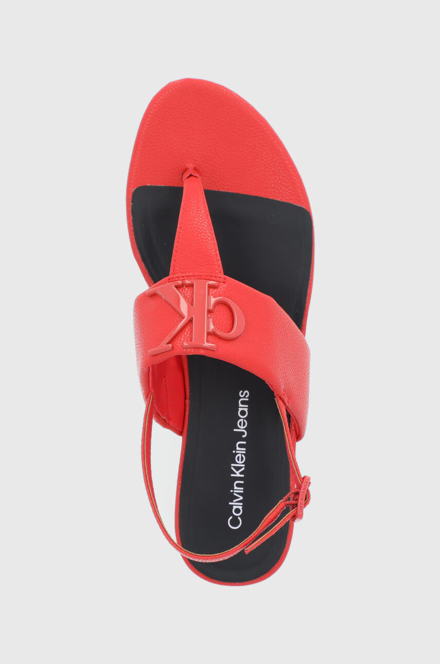 Calvin Klein Jeans Кожени сандали дамско в червено - Pepit.bg