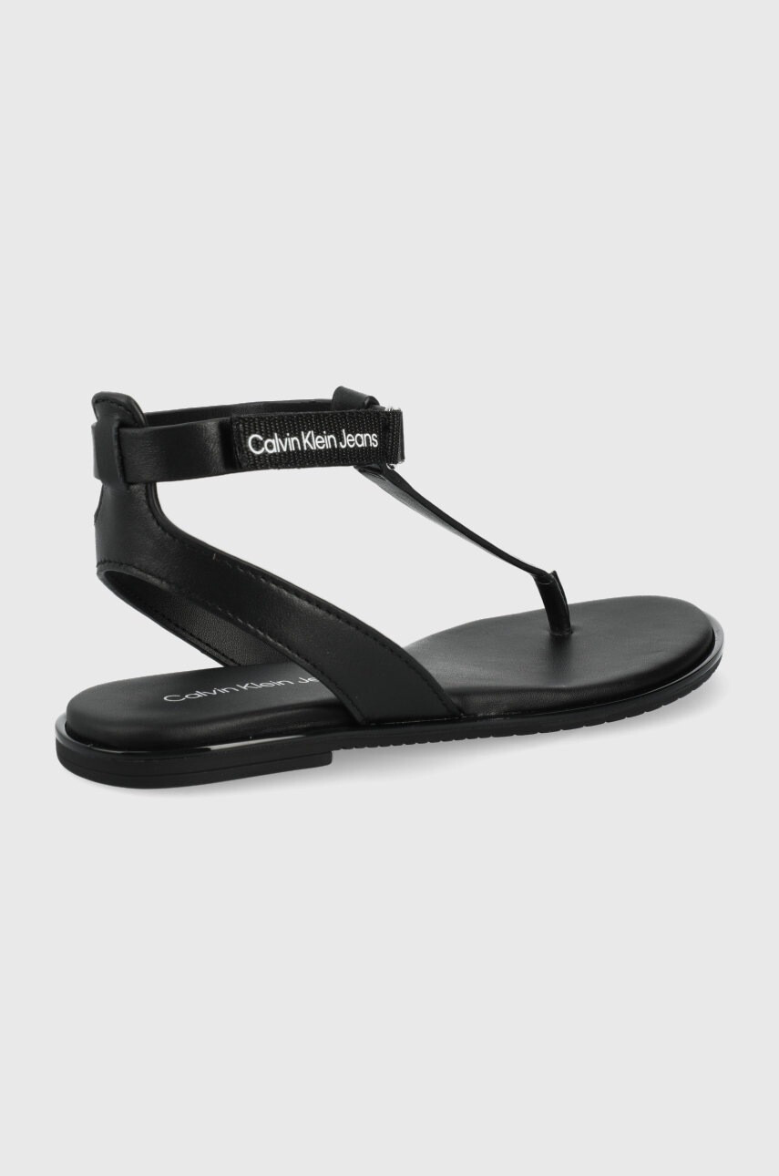 Calvin Klein Jeans Кожени сандали дамско в черно - Pepit.bg