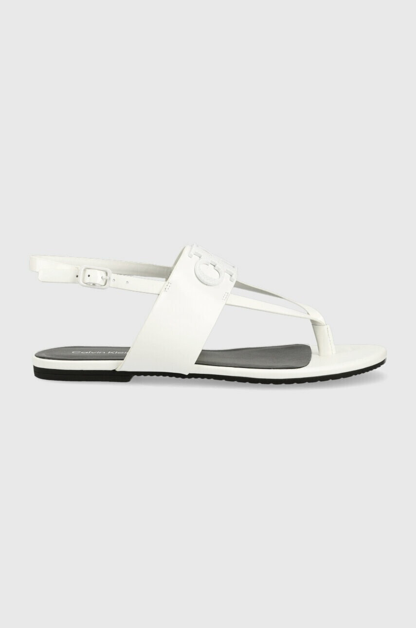 Calvin Klein Jeans Кожени сандали FLAT SANDAL HW в бяло YW0YW00953 - Pepit.bg