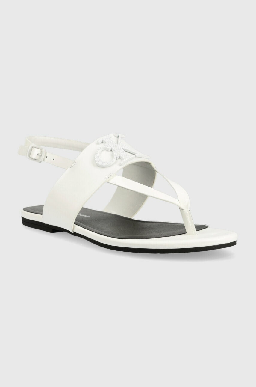Calvin Klein Jeans Кожени сандали FLAT SANDAL HW в бяло YW0YW00953 - Pepit.bg