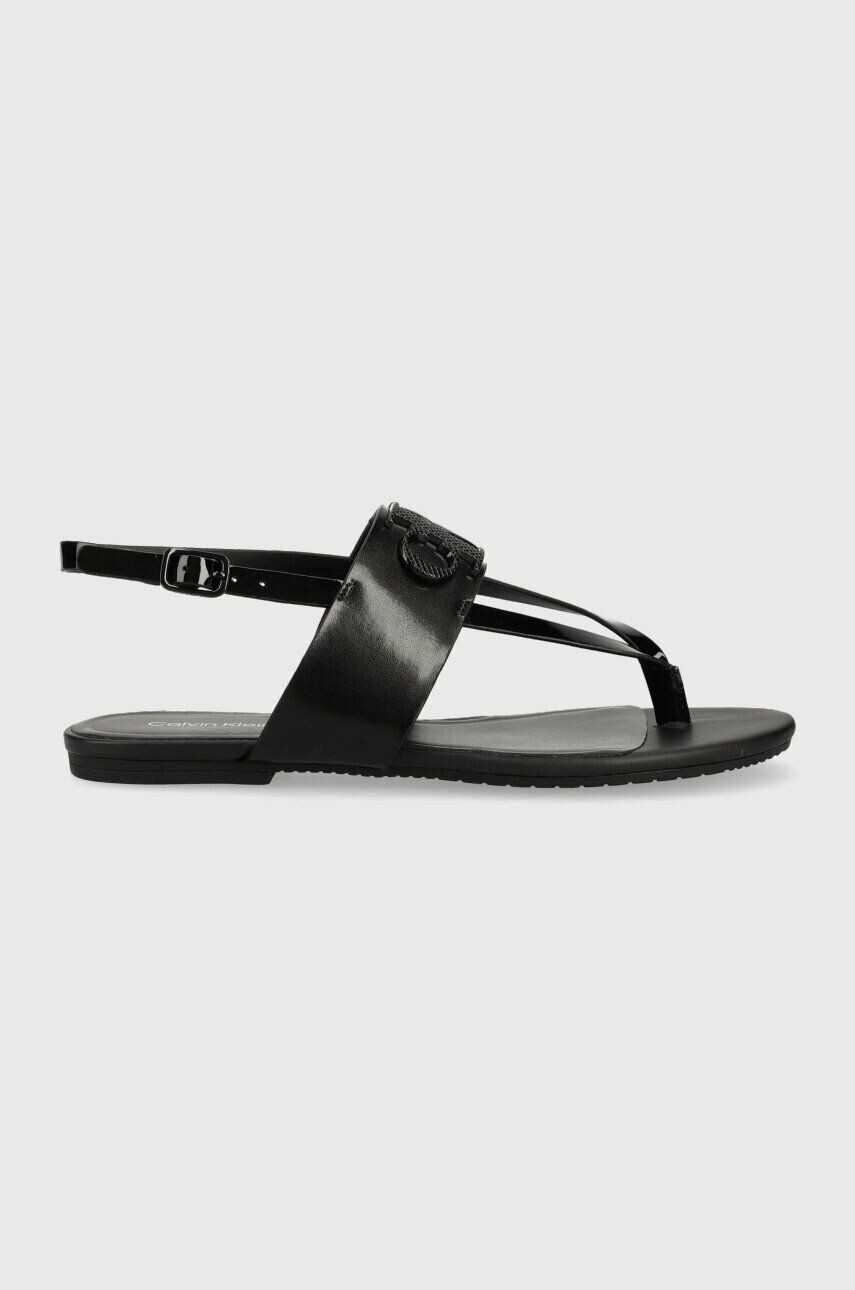 Calvin Klein Jeans Кожени сандали FLAT SANDAL HW в черно YW0YW00953 - Pepit.bg