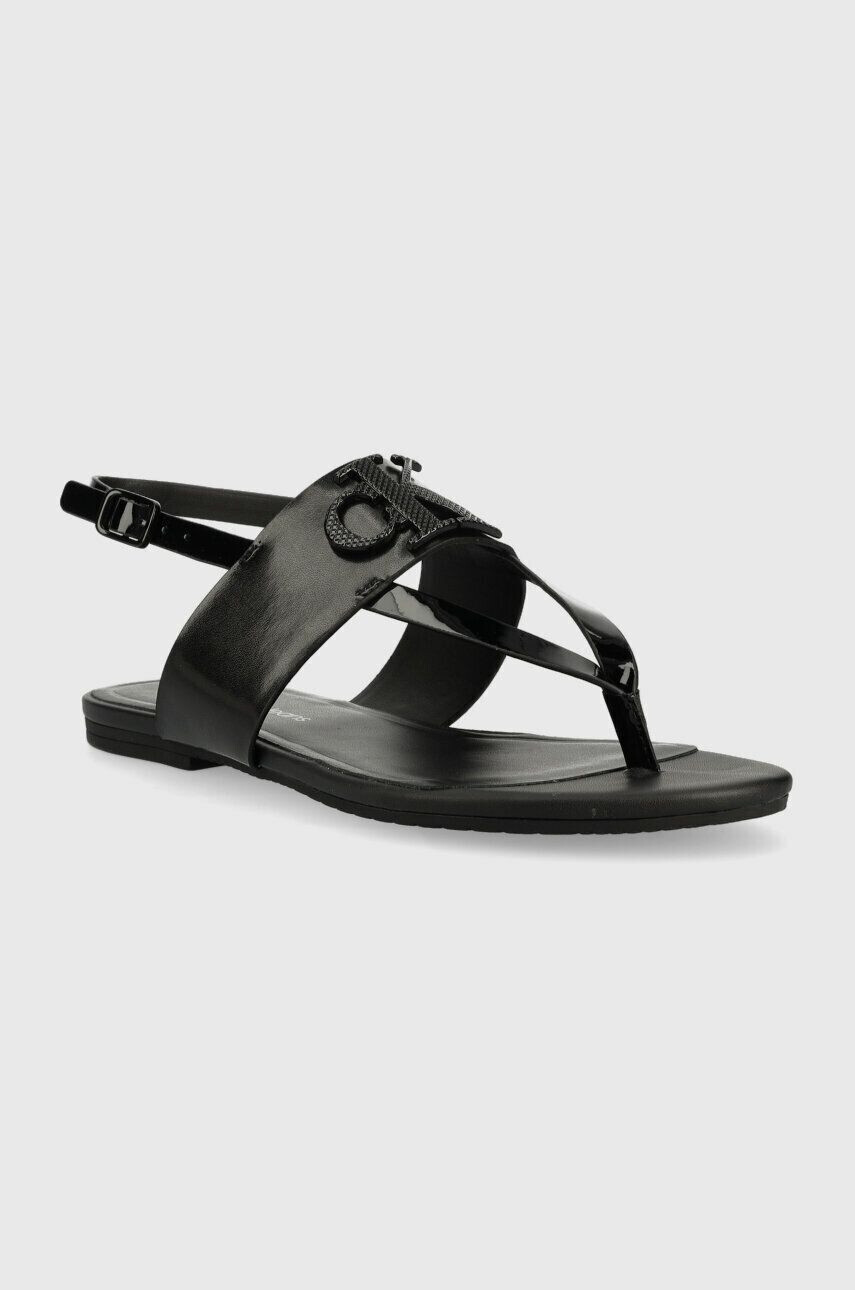 Calvin Klein Jeans Кожени сандали FLAT SANDAL HW в черно YW0YW00953 - Pepit.bg