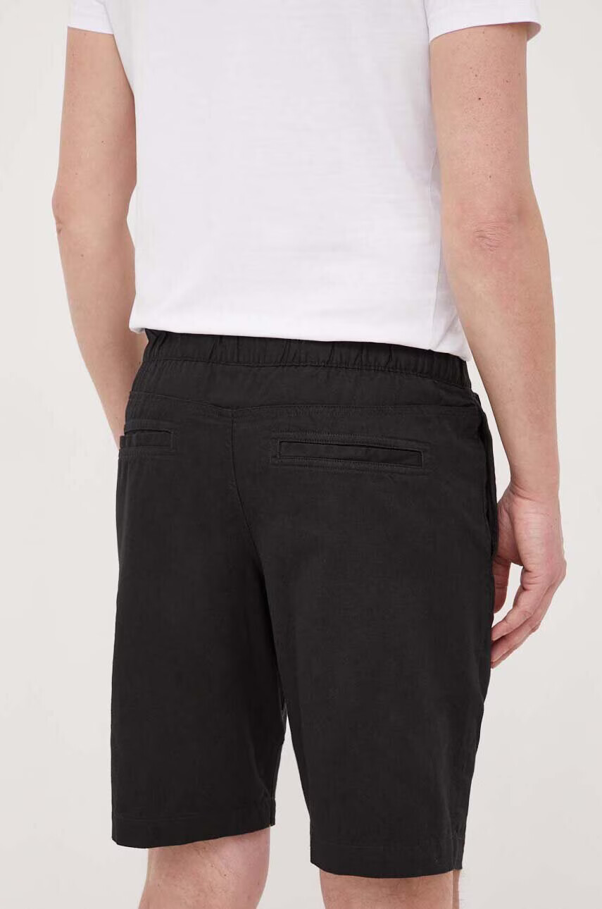 Calvin Klein Jeans Къс панталон с лен в черно - Pepit.bg