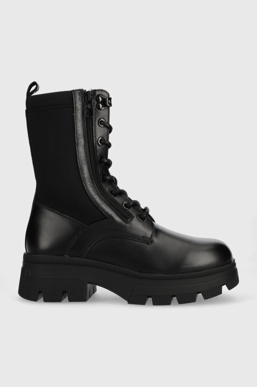 Calvin Klein Jeans Кубинки Chunky Combat Laceup в черно с платформа - Pepit.bg
