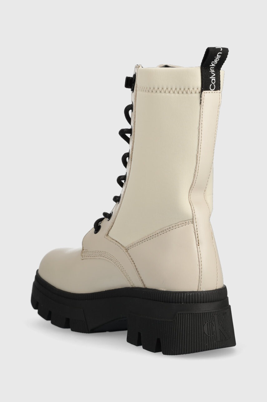 Calvin Klein Jeans Кубинки Chunky Combat Laceup в бежово с платформа - Pepit.bg