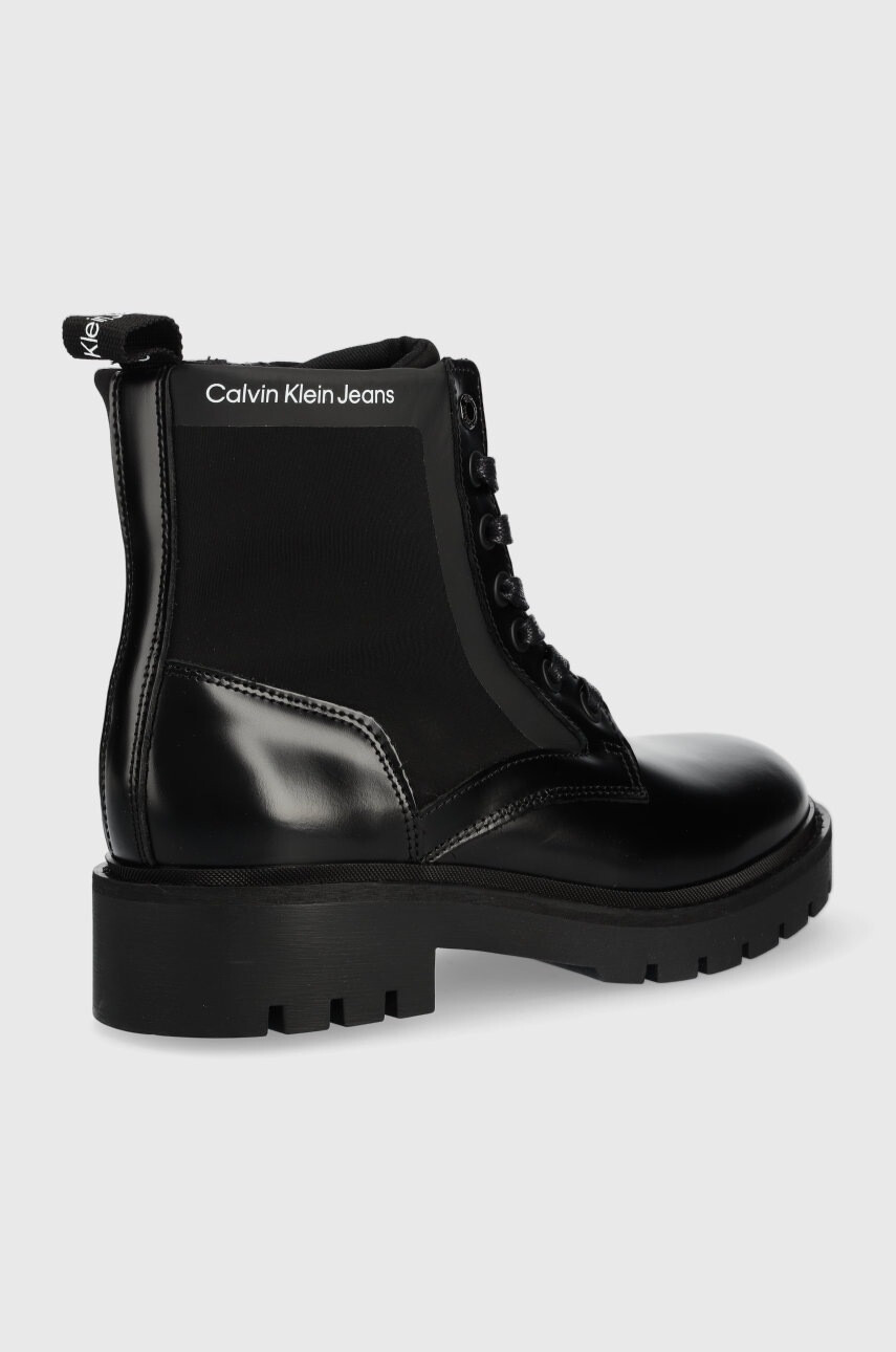 Calvin Klein Jeans Кубинки Military Boot в черно с равна подметка - Pepit.bg