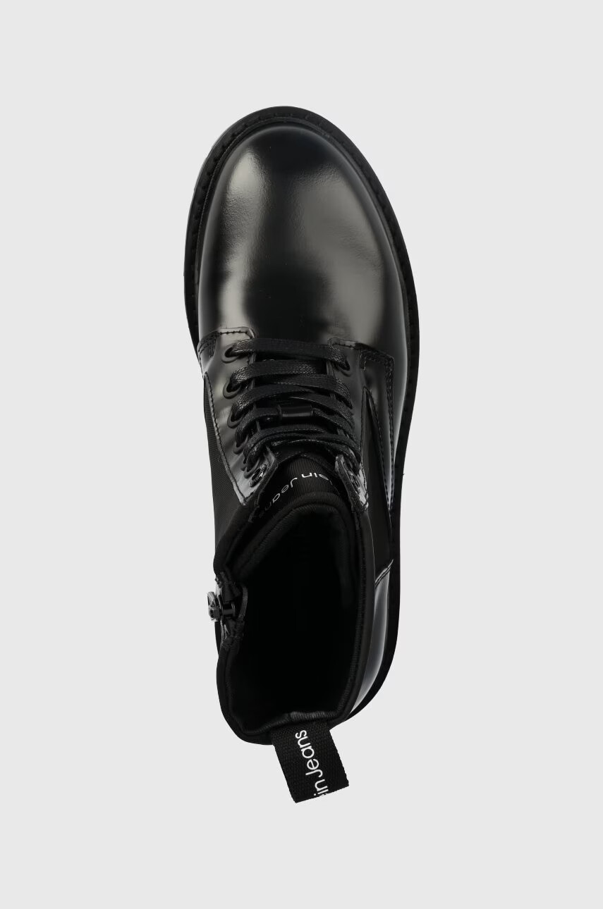 Calvin Klein Jeans Кубинки Military Boot в черно с равна подметка - Pepit.bg