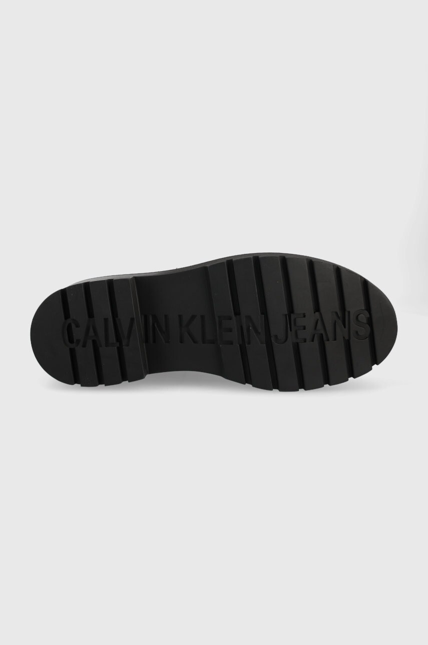 Calvin Klein Jeans Кубинки Military Boot в черно с равна подметка - Pepit.bg