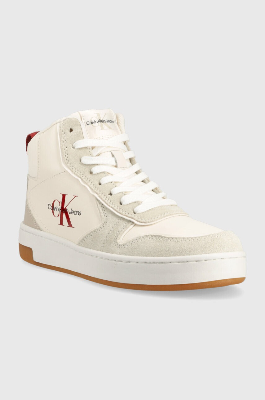 Calvin Klein Jeans Маратонки BASKET CUPSOLE MID IRREG LINE WN в бяло YW0YW00921 - Pepit.bg