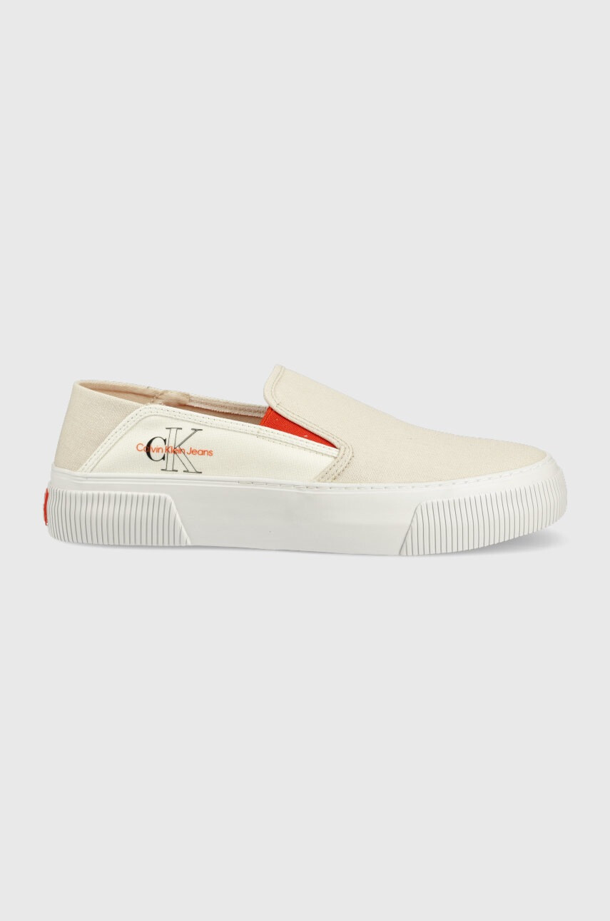 Calvin Klein Jeans Ниски кецове в бежово - Pepit.bg