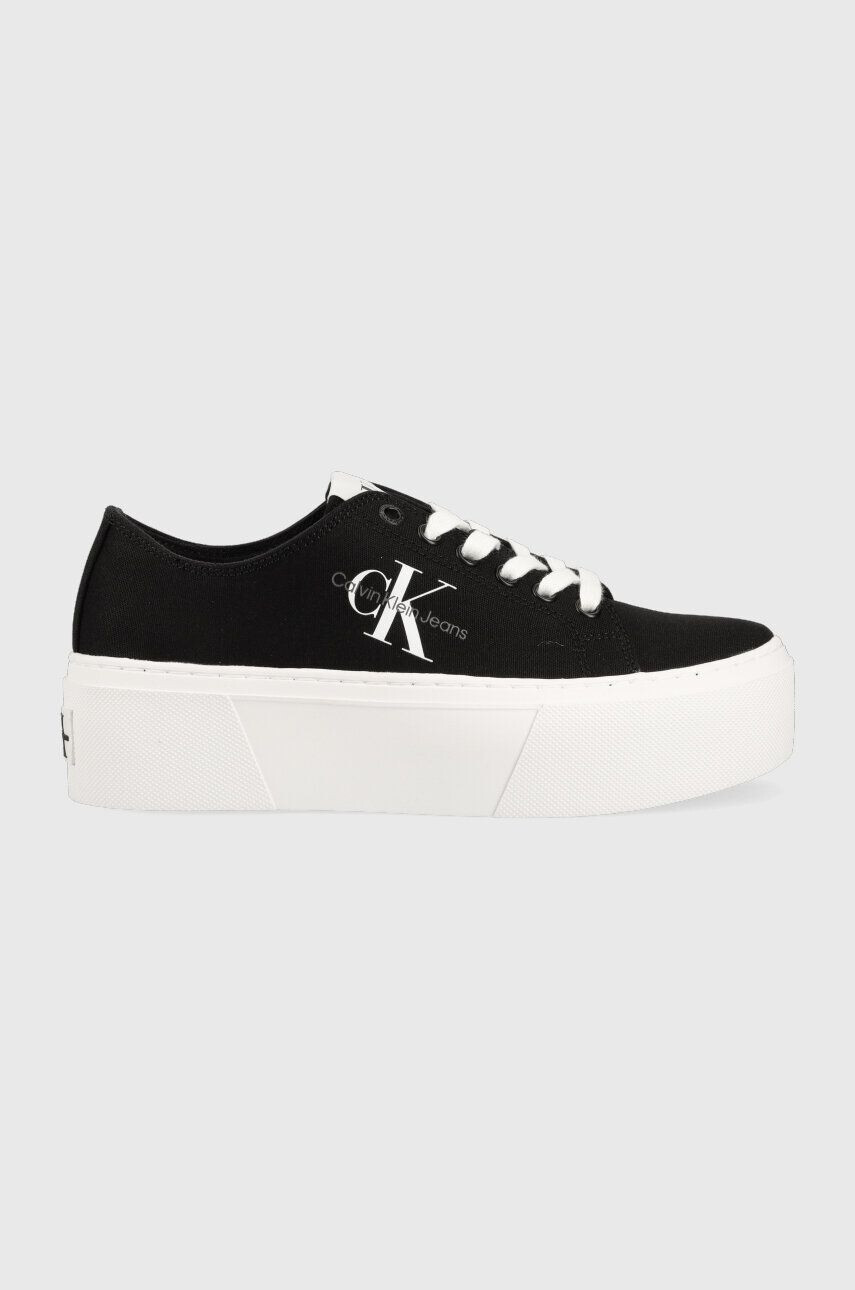 Calvin Klein Jeans Ниски кецове FLATFORM+ CUPSOLE LOW TXT в черно YW0YW01033 - Pepit.bg