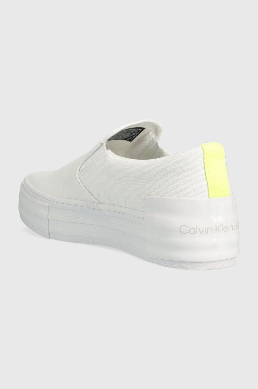 Calvin Klein Jeans Ниски кецове VULC FLATF BOLD SLIPON FLUO CONT в бяло - Pepit.bg