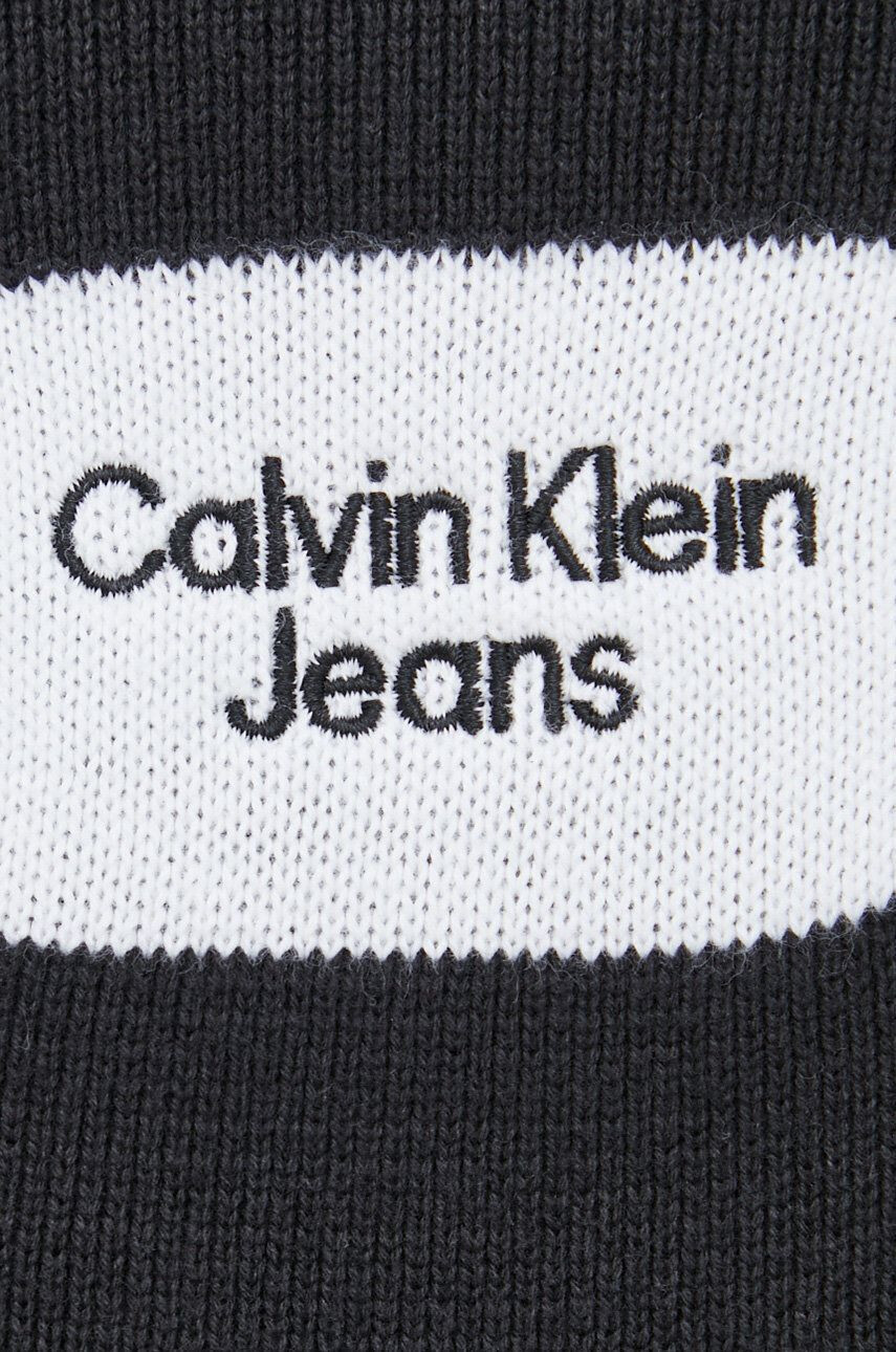 Calvin Klein Jeans Памучен пуловер мъжки в черно с поло - Pepit.bg