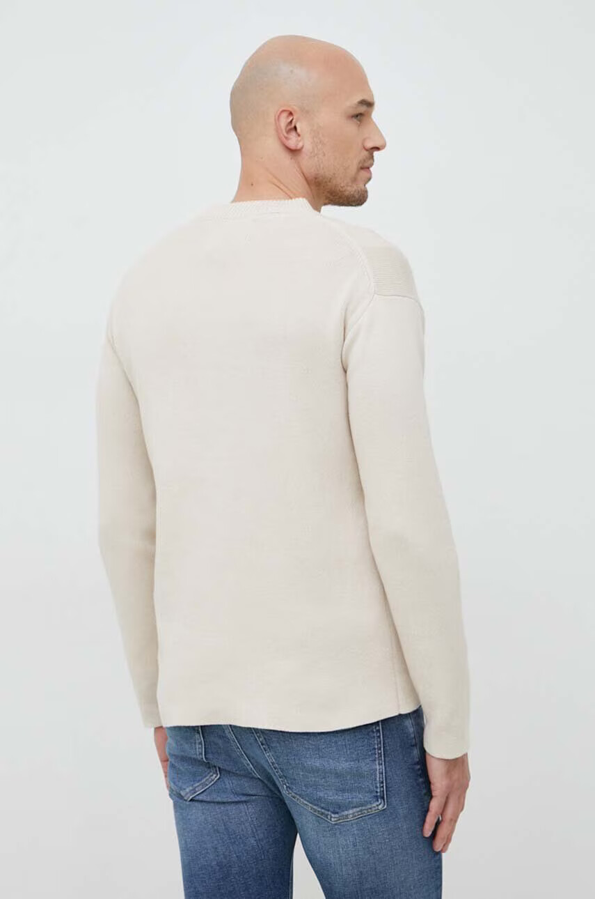 Calvin Klein Jeans Памучен пуловер в бежово - Pepit.bg