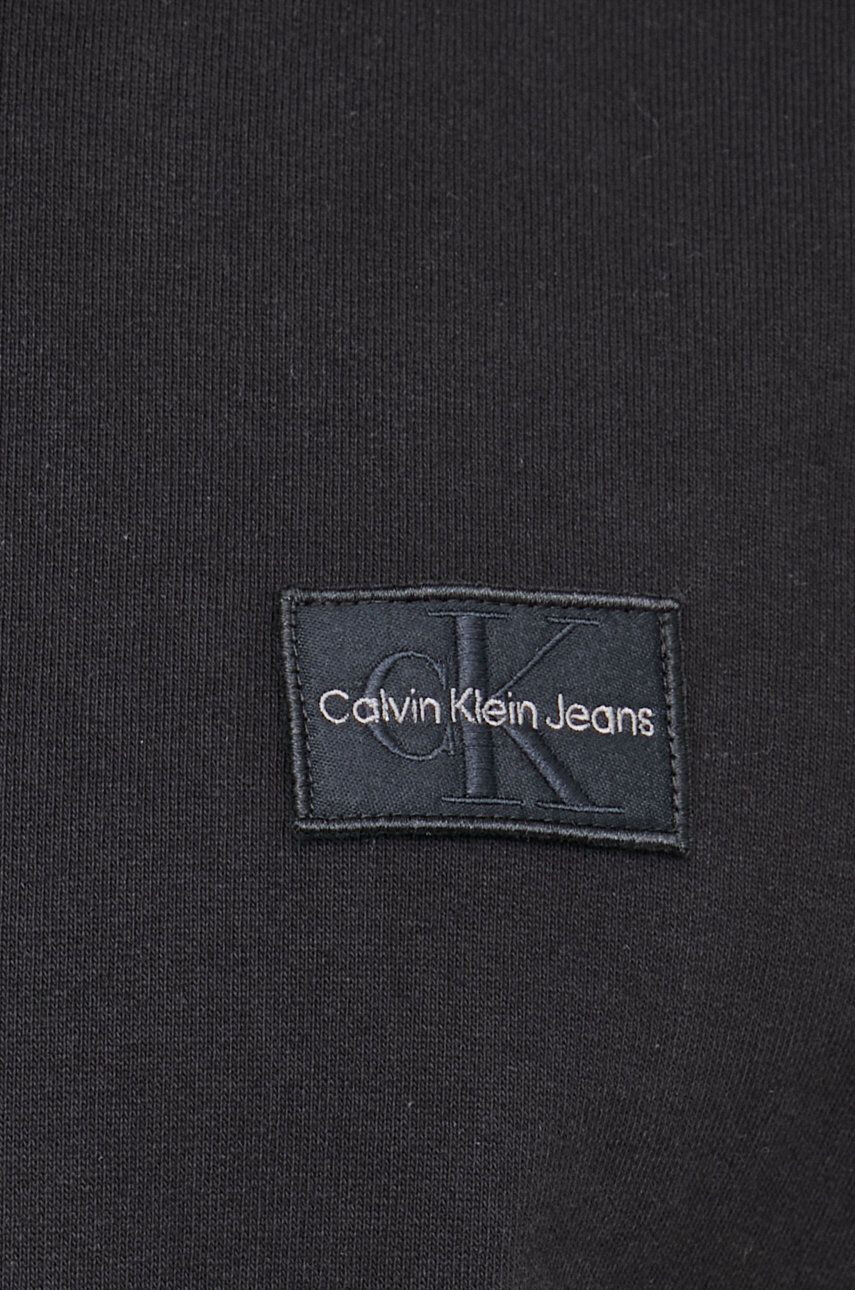 Calvin Klein Jeans Памучен суичър в черно с апликация - Pepit.bg